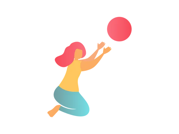 Little girl playing with ball  Illustration