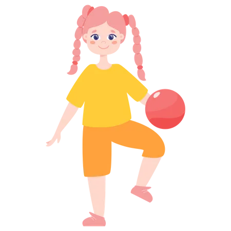 Little girl playing with ball  Illustration