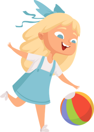 Little girl playing with ball  Illustration