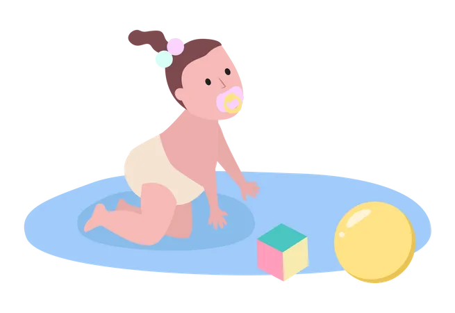 Little girl playing with toys  Illustration