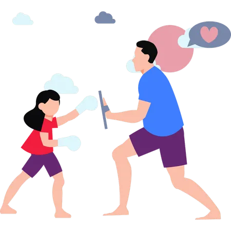 The Girl Is Practicing The Boxing Illustration