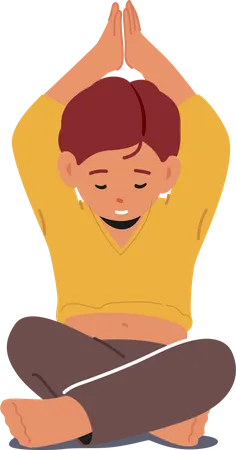 Child Character Practicing Yoga Focusing On Balance And Mindfulness Developing Strength Flexibility And Relaxation Through Gentle Poses And Breathing Exercises Cartoon People Vector Illustration Illustration