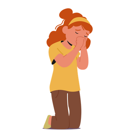 Little Girl Praying Character  Illustration