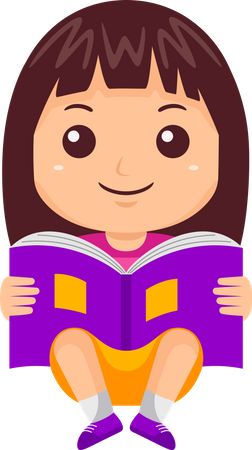 Little Girl Reading Book  Illustration