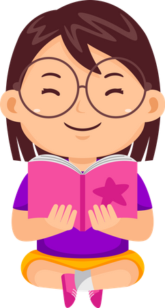 Little Girl Reading Book  Illustration