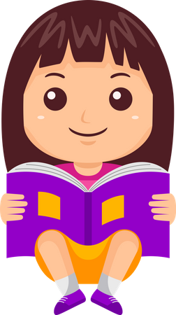 Little Girl Reading Book  Illustration