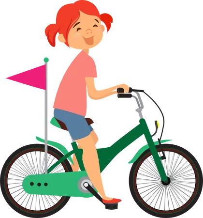 Little girl riding cycle Illustration