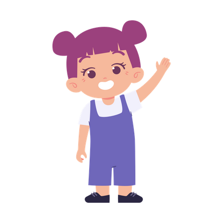 Little Girl Saying Hello  Illustration