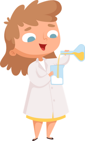 Little girl scientist doing research Illustration