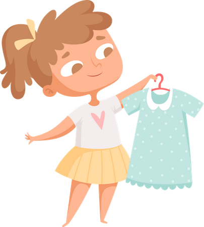Little Girl Selecting Cloth Illustration
