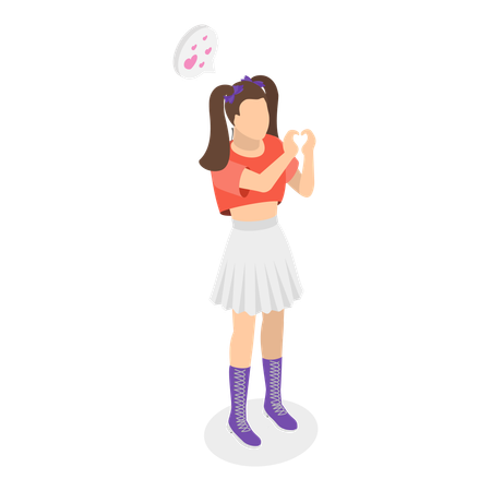 Little girl showing heart shape  Illustration