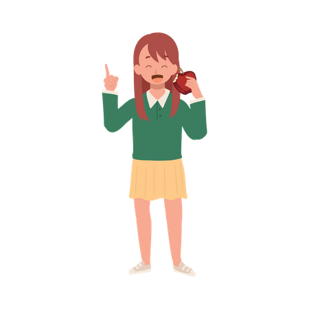 Little girl showing red apple  イラスト