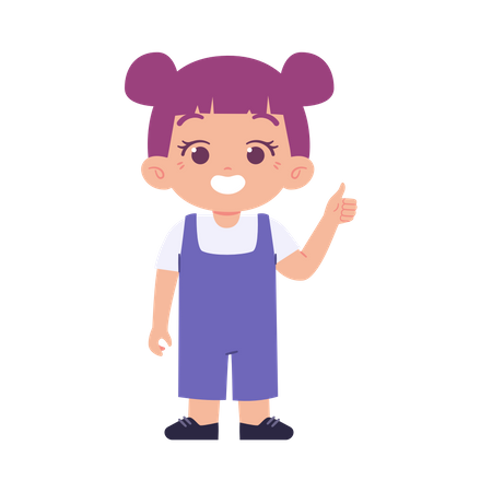 Little Girl showing thumbs up Illustration