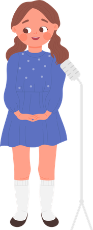 Little girl singing  イラスト