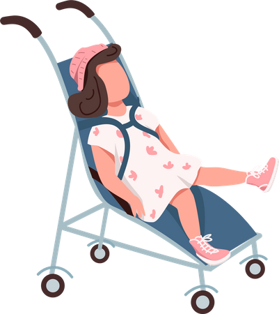 Little girl sitting in stroller toddler  Illustration