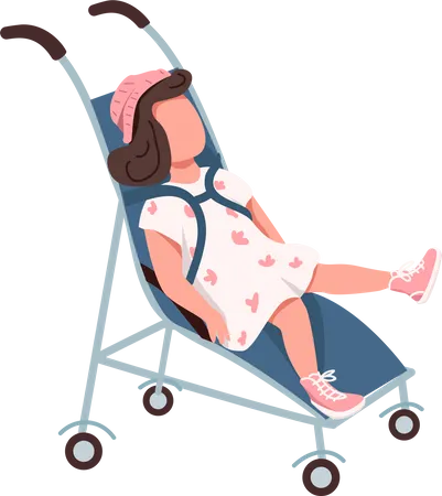 Little girl sitting in stroller toddler  Illustration