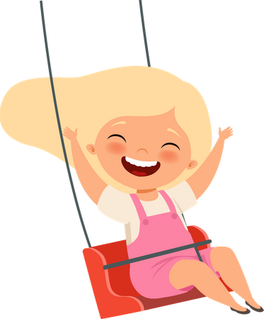 Little girl sitting in swing Illustration