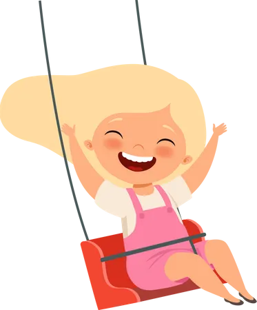 Little girl sitting in swing Illustration