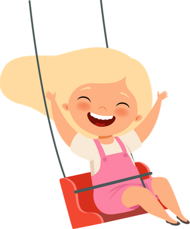 Little girl sitting in swing  Illustration