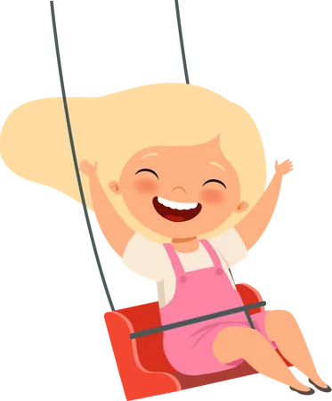 Little girl sitting in swing  Illustration