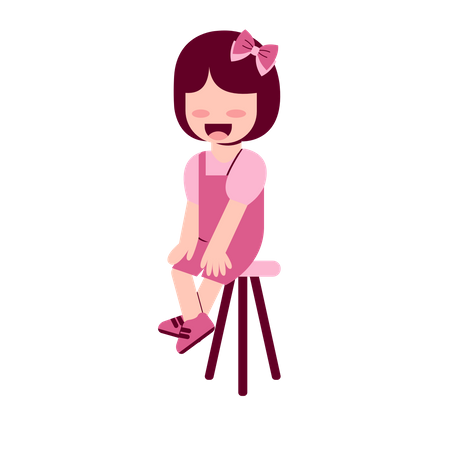 Little Girl Sitting On Chair  Illustration