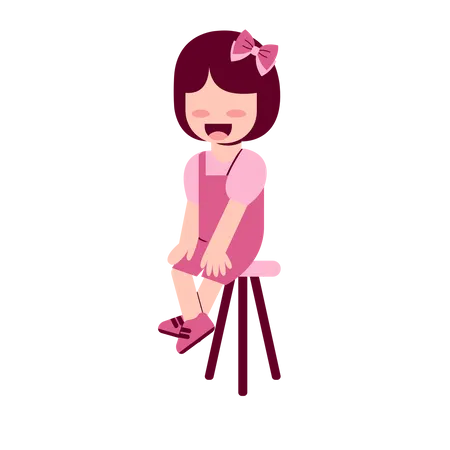 Little Girl Sitting On Chair  Illustration