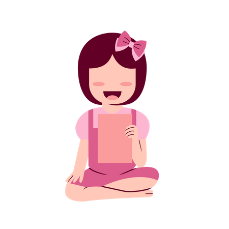 Little Girl Sitting On Floor  Illustration