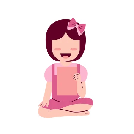 Little Girl Sitting On Floor  Illustration