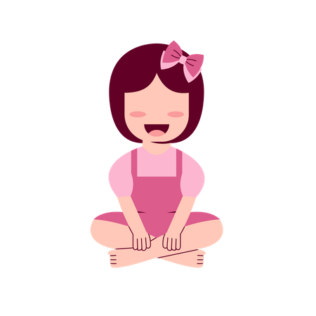 Little Girl Sitting On Floor  Illustration