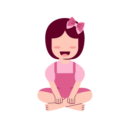 Little Girl Sitting On Floor  Illustration