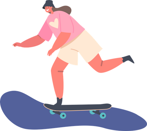 Little Girl Skating Illustration