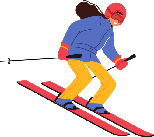 Little girl skiing Illustration
