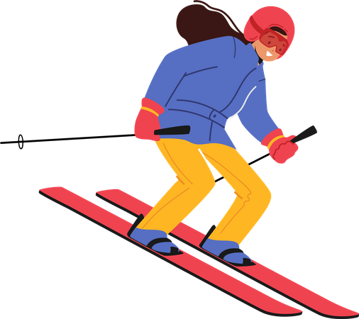 Little girl skiing  Illustration