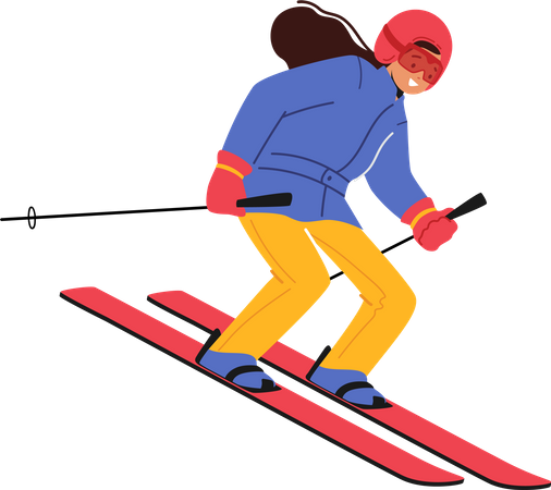 Little girl skiing  Illustration