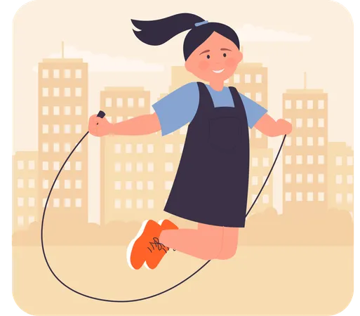 Little girl skipping rope  Illustration