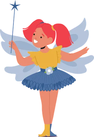 Little Girl Sparkles With Enchantment Adorned In Magical Fairy Costume Her Eyes Gleaming With Innocence As Delicate Wings Flutter Behind Her Casting A Whimsical Spell Cartoon Vector Illustration イラスト