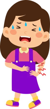 Little girl suffering backache  Illustration