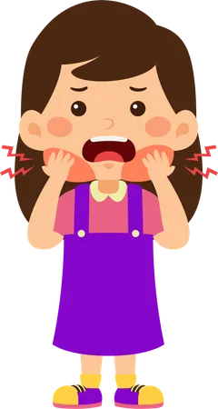 Little girl suffering toothache  Illustration