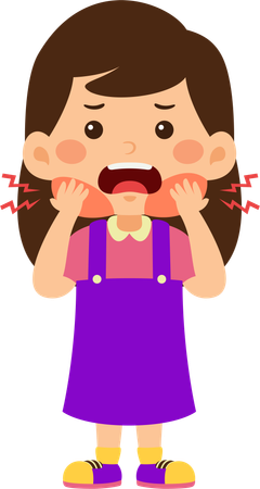 Little girl suffering toothache  Illustration