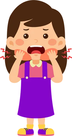 Little girl suffering toothache  Illustration