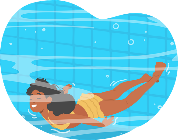 Little girl swimming under water  Illustration