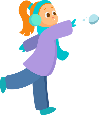 Little girl throw snow ball  Illustration