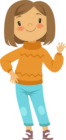 Little girl waiving hand  Illustration