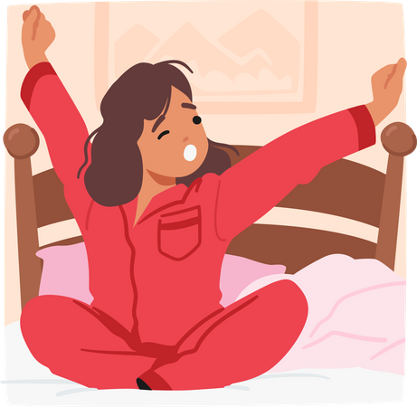 Little Girl Wakes Up  Illustration