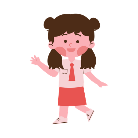 Little Girl Waving Hand Illustration
