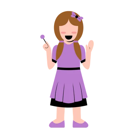 Little Girl Waving Hand  Illustration