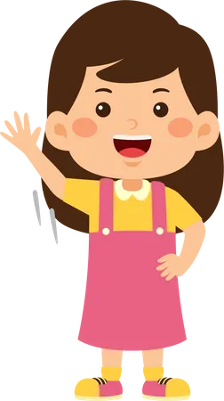 Little girl waving left hand  Illustration