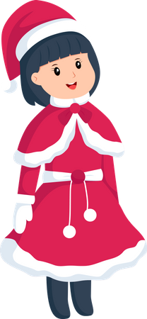 Little girl wear Christmas costume  일러스트레이션