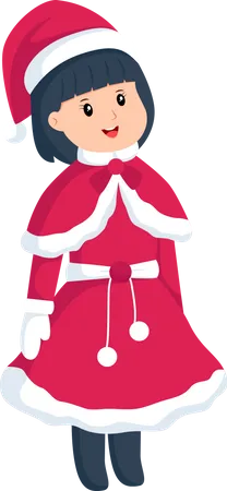 Little girl wear Christmas costume  Illustration