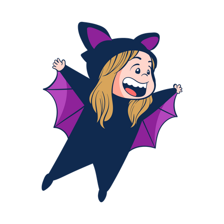Little girl wearing a bat costume  Illustration